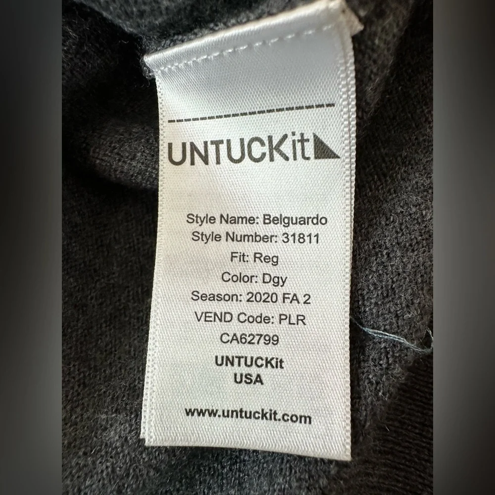UNTUCKit Belguardo  Merino Wool Quarter -Zip Sweater Size Small